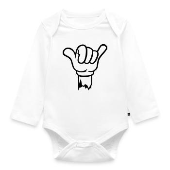 geste hand shaka - Baby Bio-Langarm-Body - Weiß - Vorne