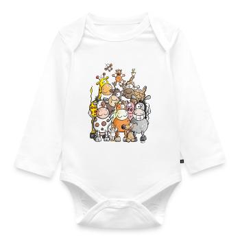 Giant Pile Of Animal - Organic Longsleeve Baby Bodysuit - white - Front
