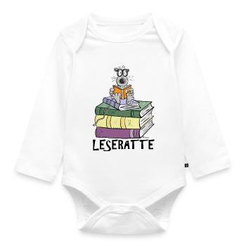 Leseratte - Baby Bio-Langarm-Body - Weiß - Vorne