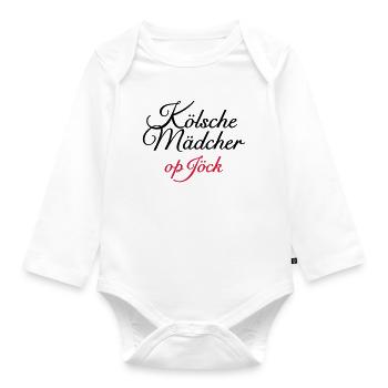 Kölsche Mädcher op Jöck Mädchen aus Köln unterwegs - Baby Bio-Langarm-Body - Weiß - Vorne