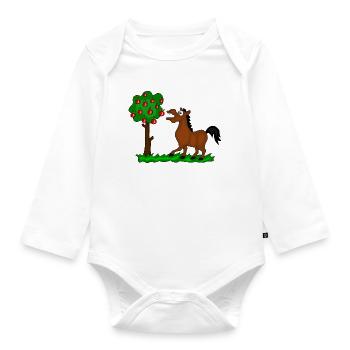 pferd baum - Baby Bio-Langarm-Body - Weiß - Vorne
