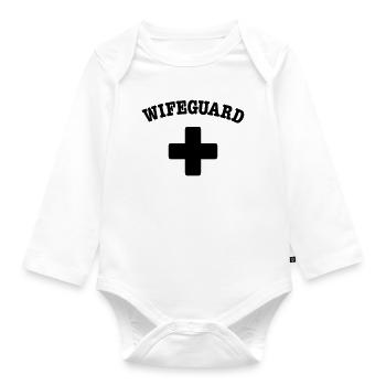 wife guard - Organic Longsleeve Baby Bodysuit - white - Front