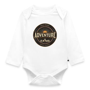 Solo Travel Adventure, Best Travel T-shirt - Organic Longsleeve Baby Bodysuit - white - Front