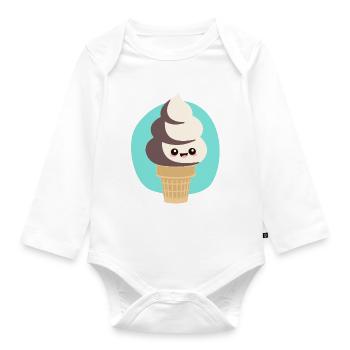 süßes Softeis Sommer Kawaii - Baby Bio-Langarm-Body - Weiß - Vorne