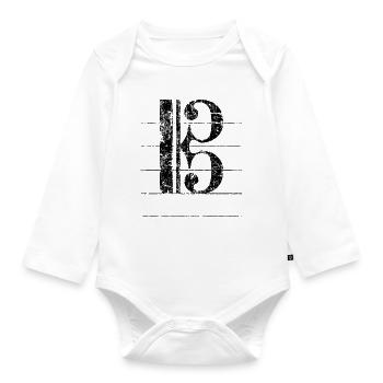 Tenor key, musical key - Organic Longsleeve Baby Bodysuit - white - Front