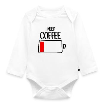 Crimson Block on Black Canvas - Organic Longsleeve Baby Bodysuit - white - Front
