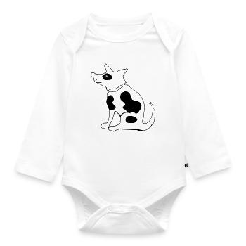 Funny spotted dog, terrier - Organic Longsleeve Baby Bodysuit - white - Front
