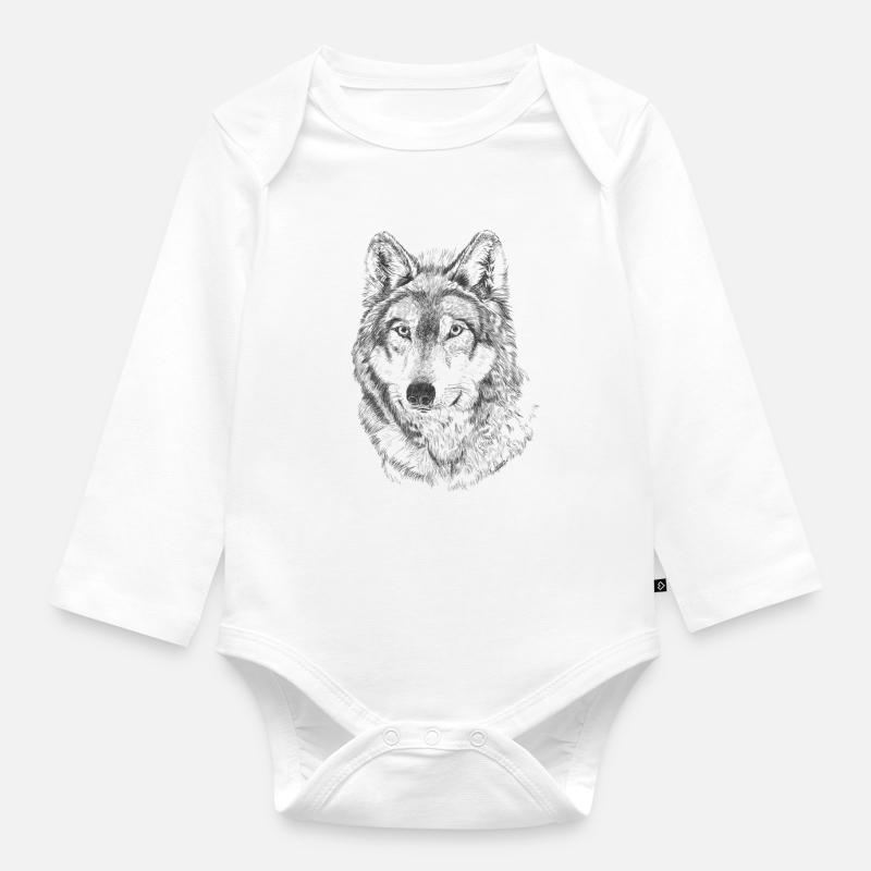 Wolf - Baby Bio-Langarm-Body - Weiß