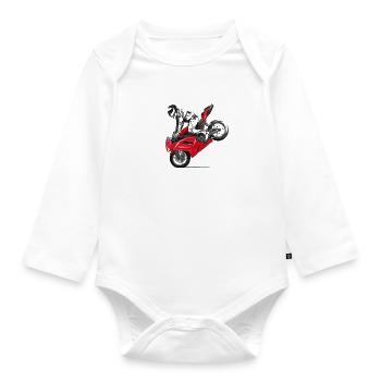 Motorrad Trick - Baby Bio-Langarm-Body - Weiß - Vorne