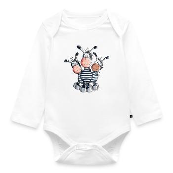 Süßes Zebra Trio - Baby Bio-Langarm-Body - Weiß - Vorne