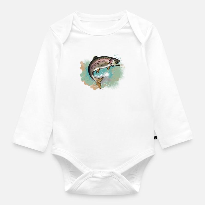 Forelle - Baby Bio-Langarm-Body - Weiß