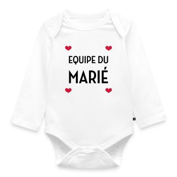Equipe du Marié / Mariage / EVJF / EVG / Amour - Body Bébé bio manches longues - blanc - Devant