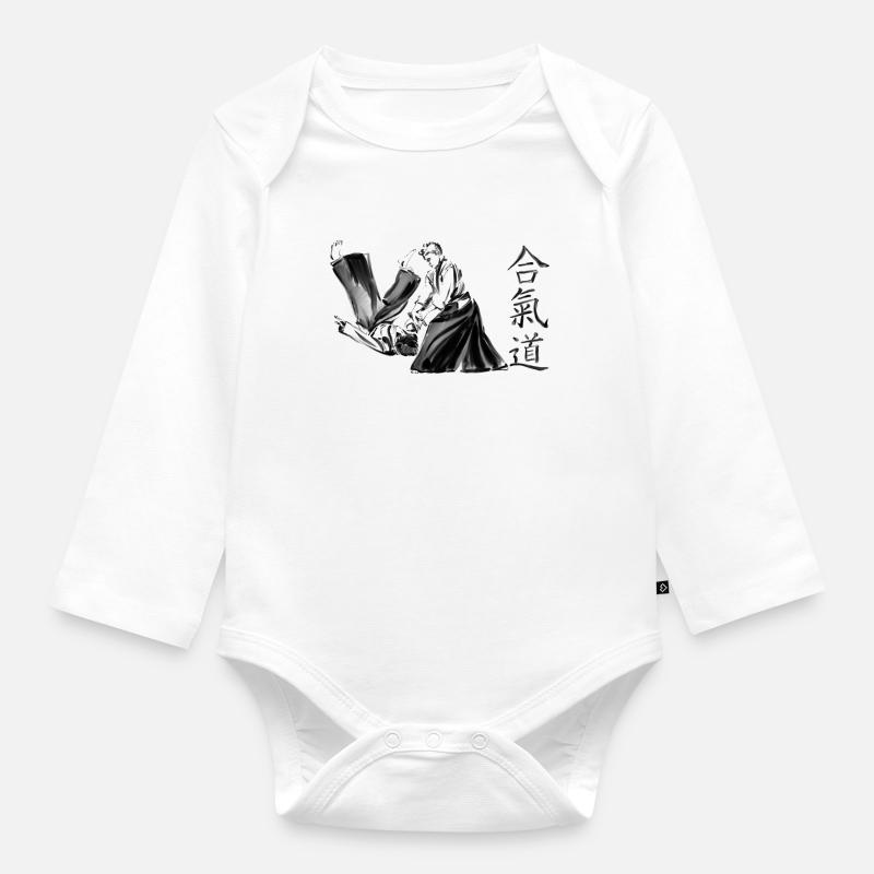 aikido - Body Bébé bio manches longues - blanc