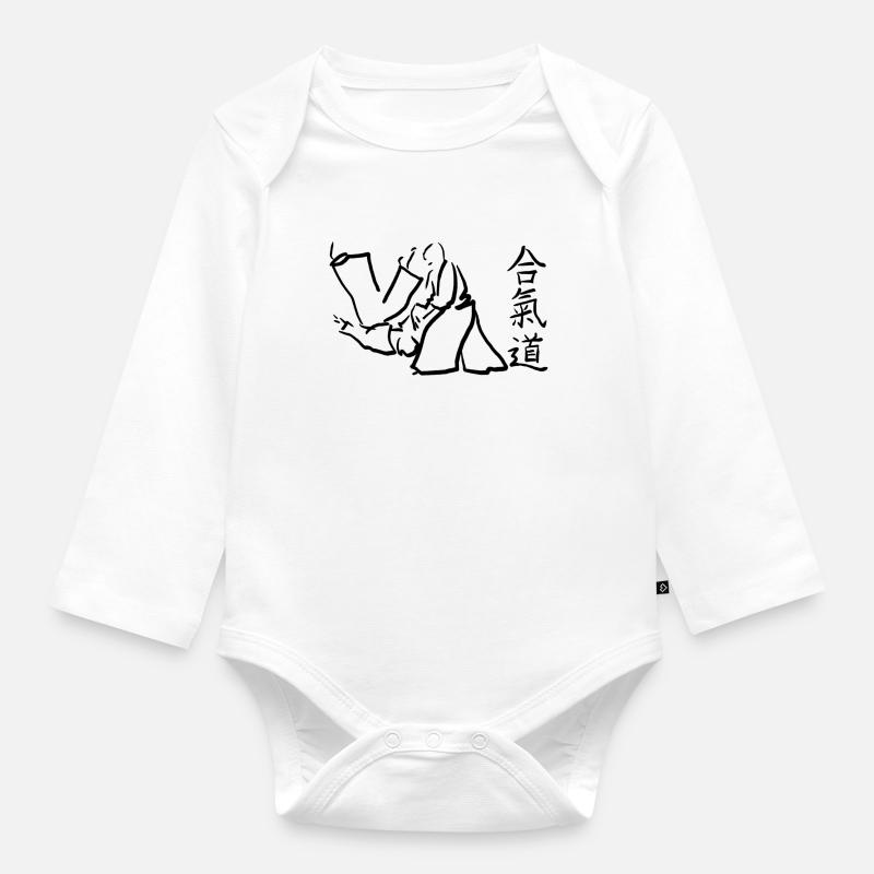 aikido - Body Bébé bio manches longues - blanc