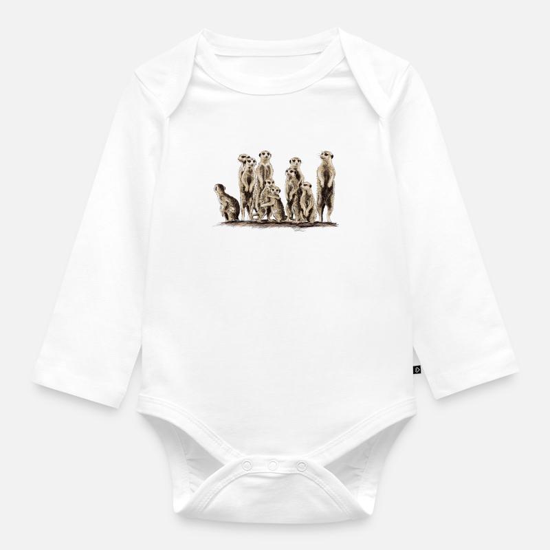 Erdmännchen - Baby Bio-Langarm-Body - Weiß
