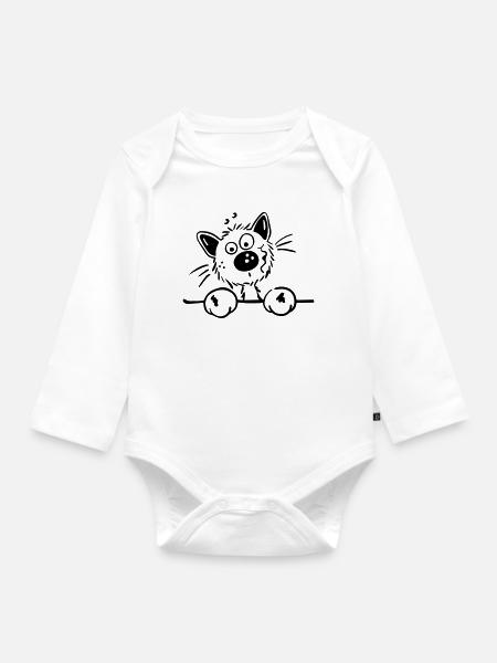 Carino Gatto - Body ecologico per neonato a manica lunga - bianco