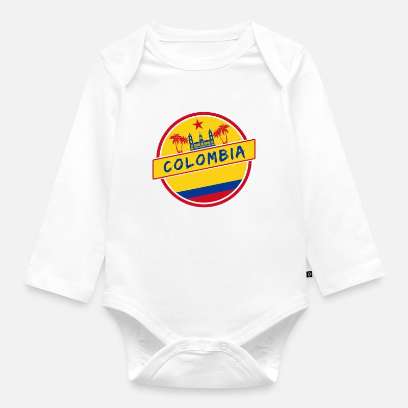 Conception de la Colombie avec drapeau national - Body Bébé bio manches longues - blanc