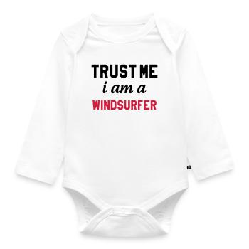 Windsurfen / Windsurfer / Windsurf / Windsurfing - Baby Bio-Langarm-Body - Weiß - Vorne