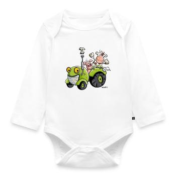 Mignon Tracteur - Body Bébé bio manches longues - blanc - Devant