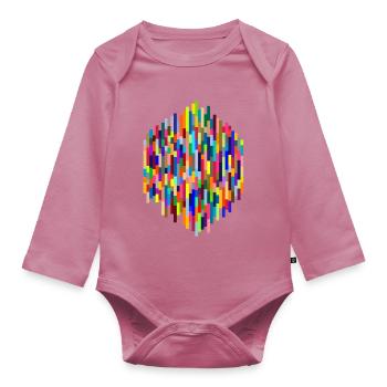 Barres colorées - Body Bébé bio manches longues - mauve - Devant