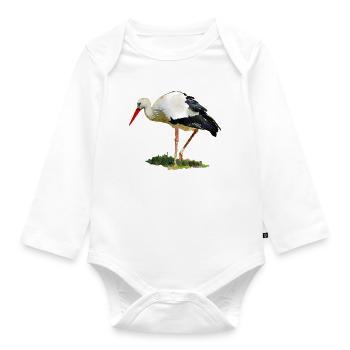 stork - Organic Longsleeve Baby Bodysuit - white - Front