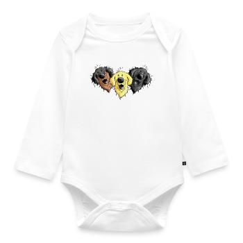 Hovawart Trio - Baby Bio-Langarm-Body - Weiß - Vorne