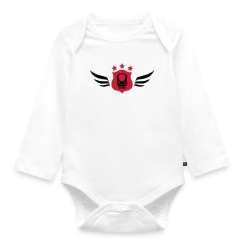Eisenbahner / Eisenbahnen / Eisenbahn / Bahn - Baby Bio-Langarm-Body - Weiß - Vorne