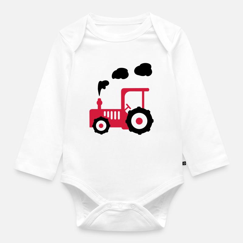 tracteur - Body Bébé bio manches longues - blanc