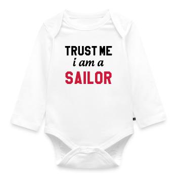 Sailor / Marine / Marin / Boat / Sea / Navy - Organic Longsleeve Baby Bodysuit - white - Front