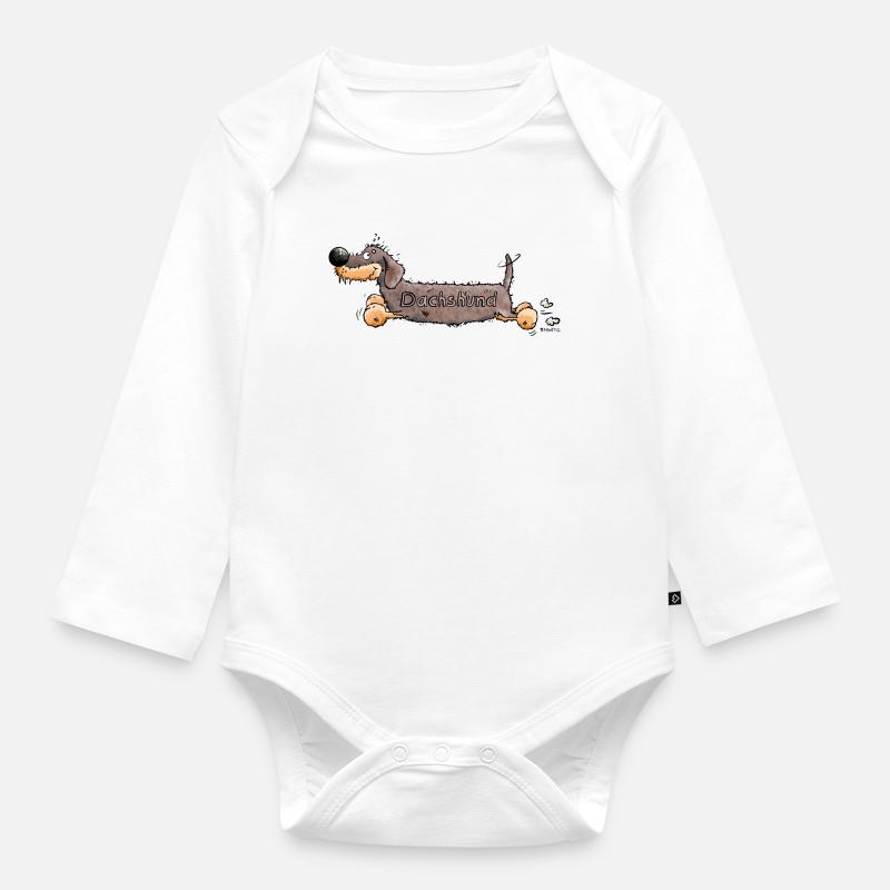 Niedlicher Dackel - Baby Bio-Langarm-Body - Weiß