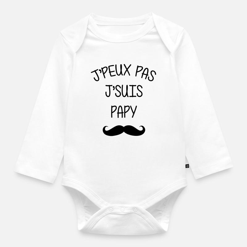 Papy Papi Bébé Naissance Grand Père Amour - Body Bébé bio manches longues - blanc