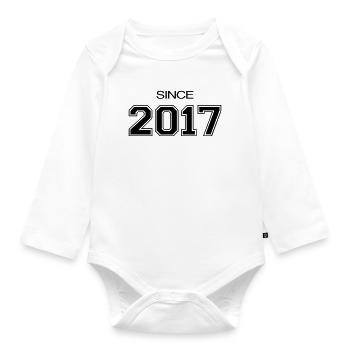 Since 2017 | Athletic Varsity Style Date - Organic Longsleeve Baby Bodysuit - white - Front