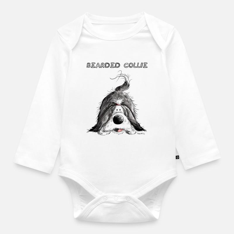 Bearded Collie - Body Bébé bio manches longues - blanc