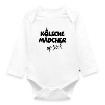 Kölsche Mädcher op Jöck Köln Kölnerinnen auf Tour - Baby Bio-Langarm-Body - Weiß - Vorne