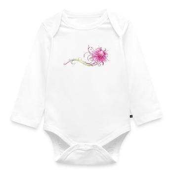 Bunte Orchidee, Ranke in pink und grün - Baby Bio-Langarm-Body - Weiß - Vorne