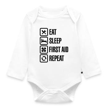 Eat Sleep First Aid Repeat - Organic Longsleeve Baby Bodysuit - white - Front