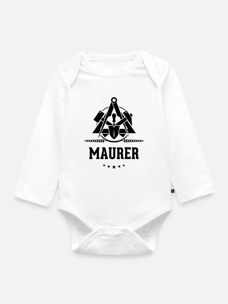 Maurer Schriftzug, Zunftzeichen - Baby Bio-Langarm-Body - Weiß