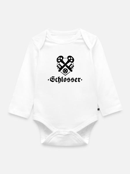 Schlosser, Zunftzeichen mit alter Schrift - Baby Bio-Langarm-Body - Weiß