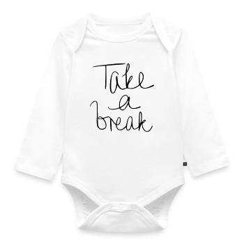 Take a break - Organic Longsleeve Baby Bodysuit - white - Front