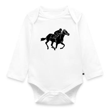 Equestrian - gallop races - Organic Longsleeve Baby Bodysuit - white - Front