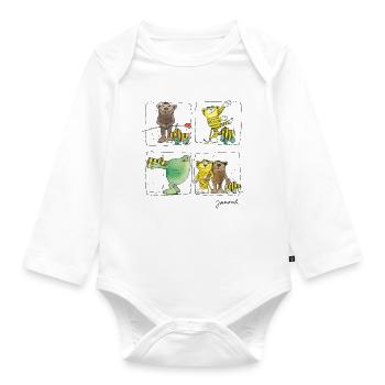 Janosch Tiger Und Freunde Das Leben Ist Schön - Baby Bio-Langarm-Body - Weiß - Vorne