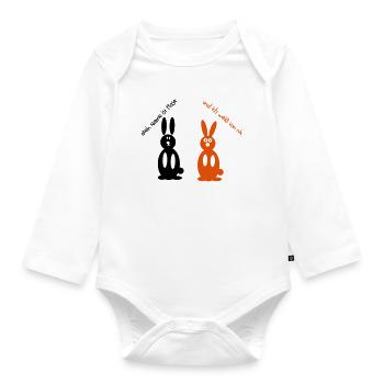 Funny Rabbits Bunnies Bunnies - Organic Longsleeve Baby Bodysuit - white - Front