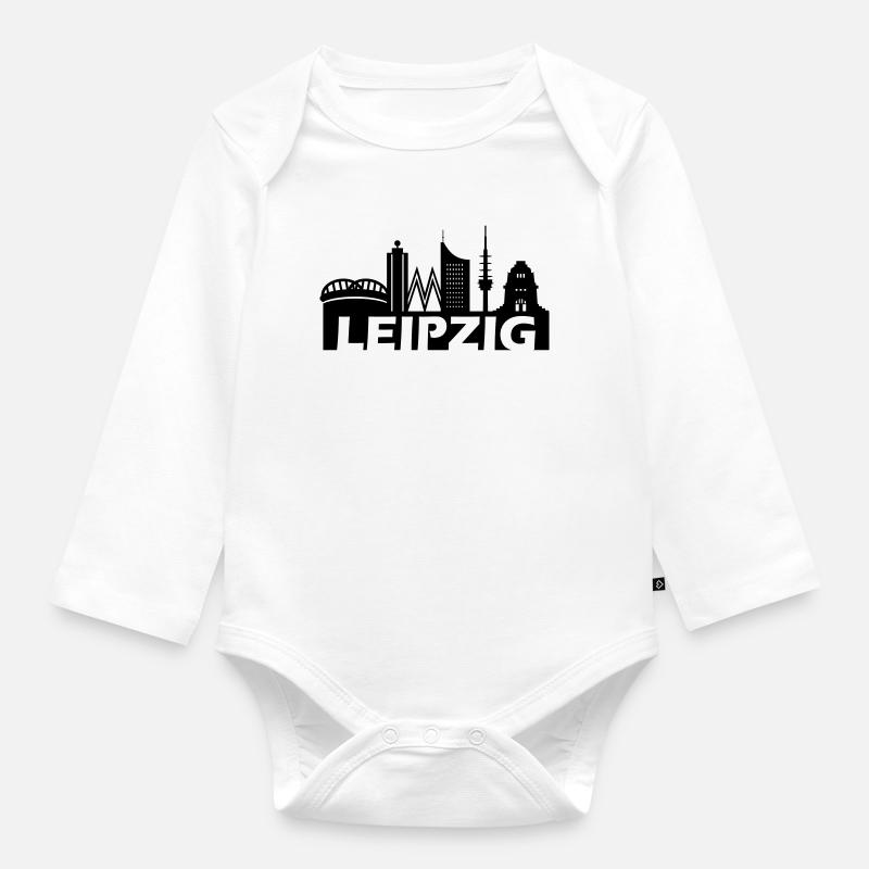 Leipzig skyline - Organic Longsleeve Baby Bodysuit - white