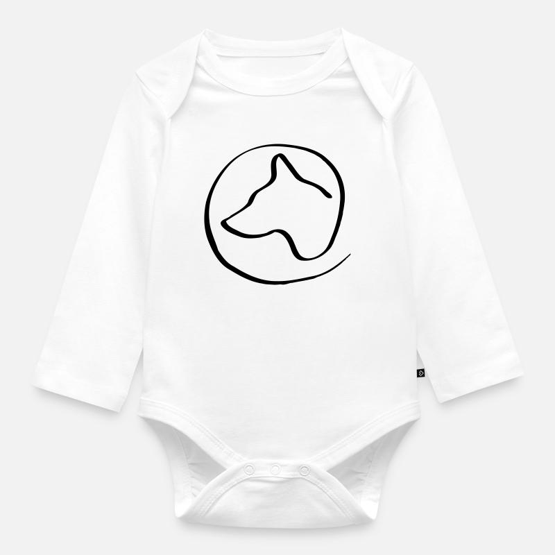 Tête de chien dans le cercle - Body Bébé bio manches longues - blanc