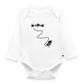 Cycling Cycling Cycling Mountains - Organic Longsleeve Baby Bodysuit - white - Front