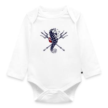 Scuba Diver Trident Seahorse - Organic Longsleeve Baby Bodysuit - white - Front
