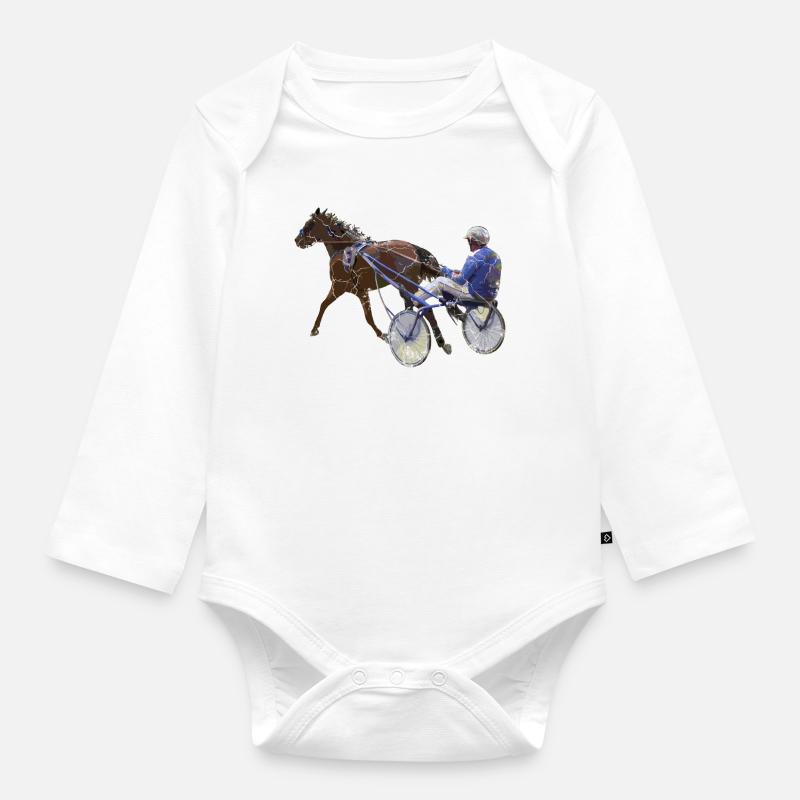 Cadeau de course de chevaux de course au trot - Body Bébé bio manches longues - blanc