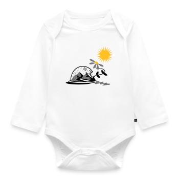 Boule à neige avec tournesol et soleil - Body Bébé bio manches longues - blanc - Devant