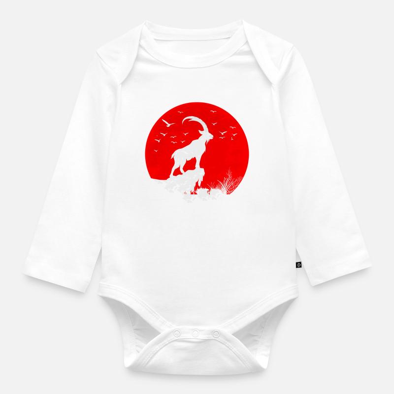 Lune Rouge et Capricorne - Body Bébé bio manches longues - blanc