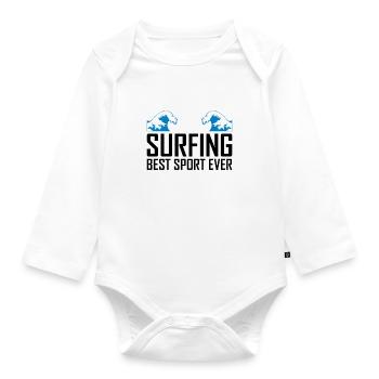 Surfing surfing surfing - Organic Longsleeve Baby Bodysuit - white - Front